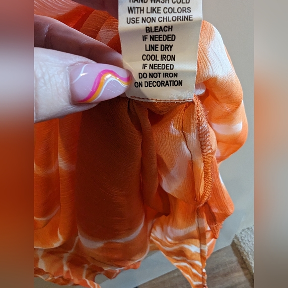 Spiggia Dolce kaftan/swim suit coverup  Orange/White w beautiful beading XL - Picture 9 of 9